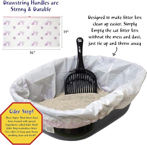 80 Count Fresh Kitty Litter Box Liners Super Thick, Durable, Easy Clean Up Jumbo Drawstring Scented Litter Pan Liners, Bags for Pet Cats in Kuwait