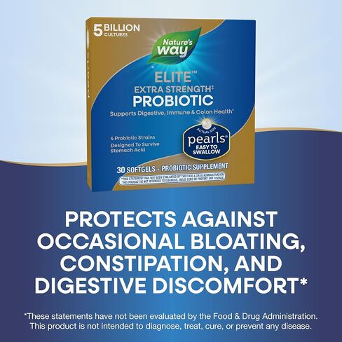 Nature's Way Probiotic Pearls Elite Extra Strength for Men and Women, Colon, Digestive, and Immune Health Support* Supplement, 30 Softgels in Saudi Arabia
