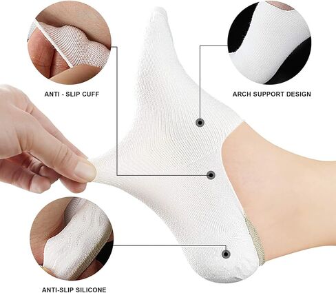 wernies No Show Socks Women Low Cut Ankle Socks Non Slip 4/8 Pairs | Thin Flat Boat Line Short Socks with Silicone Heel Grips, Breathable Combed Cotton, Invisible Socks,Size 5-14 in Kuwait