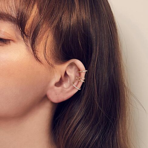 SEVENWELL 14K Gold Ear Cuff No Piercing Adjustable Cartilage Earrings 925 Sterling Silver Ear Clip Fake Earrings in Kuwait