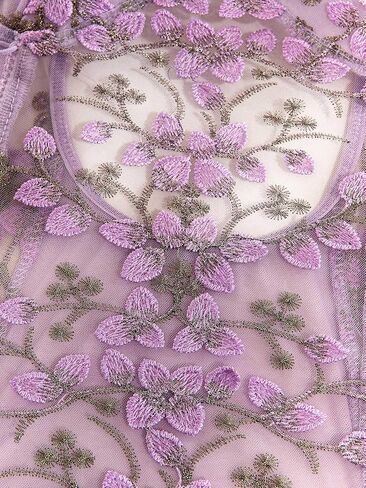 Lilosy Women Sexy Lace Up Floral Embroidered Teddy Lingerie Bodysuit Top Mesh Sheer One Piece in Kuwait