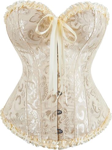Alivila.Y Fashion Womens Vintage Floral Denim Overbust Corset Bustier Top in Kuwait
