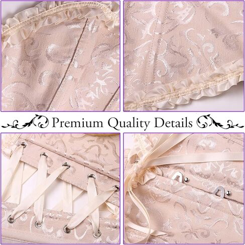 Alivila.Y Fashion Womens Vintage Floral Denim Overbust Corset Bustier Top in Kuwait