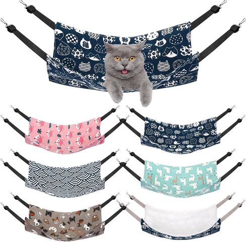 Barydat 6 Pcs Reversible Cat Hammock Bed 18.9 x 15 Inch Soft Breathable Pet Cage Hammock with Adjustable Straps Ferret Hammock Double Sided Cat Hammock Hanging for Kitten Ferret Puppy or Small Pet in Saudi Arabia