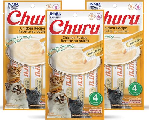 INABA Churu Chicken Recipe Lickable Purée Natural Cat Treats 12 Tubes in Saudi Arabia
