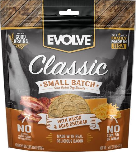 Evolve Classic Small Batch Oven Baked with Peanut Butter and Blueberry Biscuits Dog Treats, 16oz in Saudi Arabia