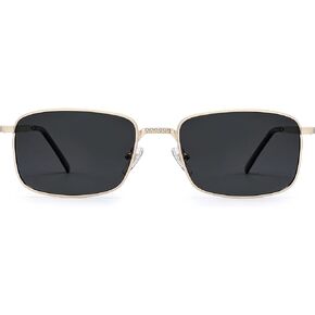 SOJOS Retro Vintage Rectangle Polarized Sunglasses Mens Womens Classic UV400 Metal Sunnies SJ1215