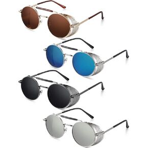 4 Pairs Steampunk Sunglasses Retro Gothic Sunglasses Unisex Vintage Sunglasses
