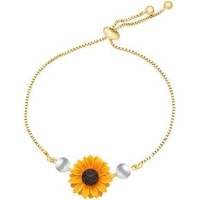 RUIZHEN Simulate Pearl Sunflower Bracelet Boho Women Girl Adjustable Bracelet