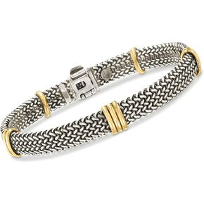 Ross-Simons Italian Sterling Silver and 18kt Bonded Gold Woven Bracelet. 8.5 inches