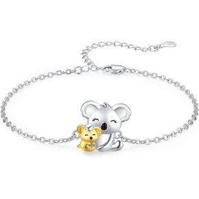 Midir&Etain Crystal Turtle/Koala/Mermaid/Red Cardinal Bird Bracelets For Women 925 Sterling Silver Adjustable Cute Animal Bracelet Anklet Jewelry Gifts