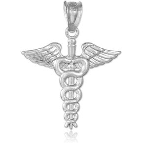 American Heroes 925 Sterling Silver Caduceus Charm Pendant