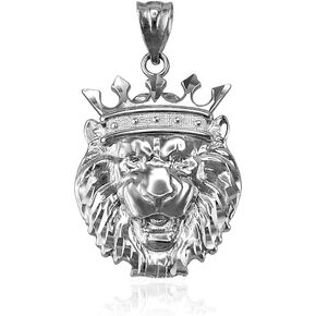 LA BLINGZ Sterling Silver Lion King Pendant (S/M/L/XL)