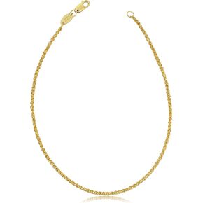 Kooljewelry 14k Yellow Gold Filled 1.5 mm Round Wheat Chain Bracelet