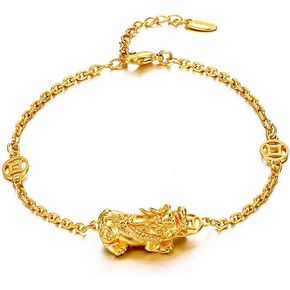 Feng Shui Bracelet Prosperity Gold Plated Pi Xiu/Pi Yao Red String Bracelet Attract Wealth and Good Luck