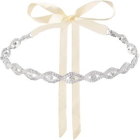 URROMA Ivory Wedding Bridal Belts Crystal Rhinestone Belt Bridesmaid Gown Sash for Women Accessories Dress Matching in Kuwait