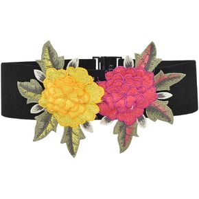 Women's Large Rose Double-Flower Waist Belt Elastic Stretch Wide Elegant Sweet for Corset Wedding Dress Belt in Saudi Arabia