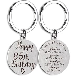 85th Birthday Gifts Keychain for Women or Men 85 Year Old Birthday Gifts for Women or Men Happy 85th Birthday Gifts for Man Double Sides Engraved Keychain