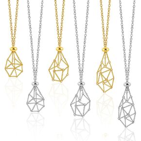 clothmile 6 Pcs Adjustable Crystal Stone Holder Necklace Empty Crystal Stone Holder Necklace Crystal Pendant Necklace Chain with Stainless Steel Cage for Jewelry DIY