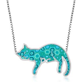 NanoStyle 925 Sterling Silver Black Cat Jewelry for Women Necklace Pendant for Cat Lovers Polymer Clay Handcrafted Gift, 16.5" Chain