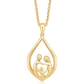 Jewelili Parent and Children Family Necklace Pendant in Sterling Silver 18" Rolo Chain