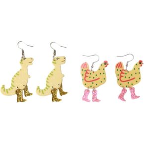 Animal Drop Earrings Set For Women Girls Western Earrings Dinosaur Boots Chicken Lovely Funny Animal Dangle Earrings 80s 90s Colorful Acrylic Christmas Birthday Gift