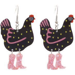 Cute Acrylic Animal Drop Earrings Funny Colorful Boots Chicken Hen Duck Goose Drop Dangle Earrings for Women Girls Jewelry Gifts