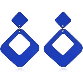 Lightweight Boho Simplicity Square Hollow Acrylic Earrings Retro Fashion Acrylic Square Statement Drop Earrings for Women girls