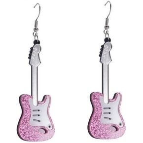 Acrylic Classical Guitar Earrings for Women Girls Retro Rock Band Music Guitar Dangle Earrings Hypoallergenic Lightweight Guitar Instrument Earrings