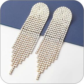 Silver Rhinestone Tassel Earrings Prom Earrings Long Tassel Earrings Boho Tassel Chandelier Earrings for Wedding Prom