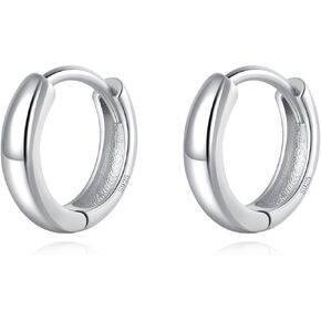 Reffeer 925 Sterling Silver Small Round Hoop Earrings for Women Teen Girls Huggie Hoop Earrings Minimalist Hoop Earrings