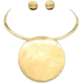 COLORFUL BLING Exaggerated African Choker Necklace Punk Egypt Tribal Chunky Collar Thick Geometric Statement Necklace with Earrings Jewelry Set for Women Girls