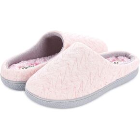 Floopi Slippers for Women Indoor Outdoor Faux Sherpa Fur W/Warm Fleece Lined Clog Slipper W/Memory Foam