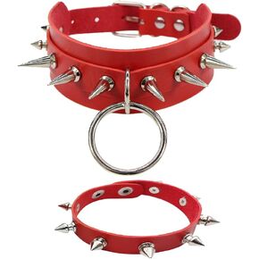 INENIMARTJ Gothic Spike Rivets Choker Necklace and Bracelet Set,Emo Choker Bracelet Set Punk Rock PU Leather Spike Collar Halloween Costume Cosplay Accessiores for Women Girls in Kuwait