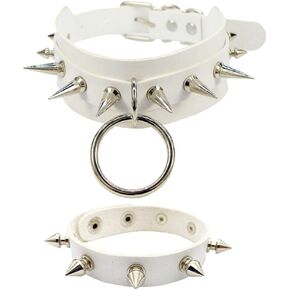 INENIMARTJ Gothic Spike Rivets Choker Necklace and Bracelet Set,Emo Choker Bracelet Set Punk Rock PU Leather Spike Collar Halloween Costume Cosplay Accessiores for Women Girls