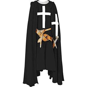 Nautical-Mart Medieval Knight Cloak & Tunic Templar Hooded Cap Crusader Cloak/Tunic Costumes Cosplay SCA