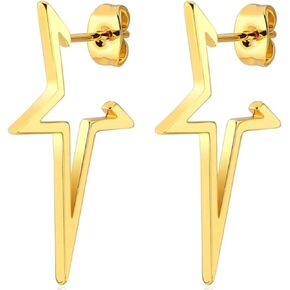Gothic Star Earrings for Women Punk Vintage Cross Earrings Big Star Hoop Earrings for Women Jewelry Gifts