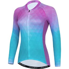 JPOJPO Cycling Jersey Women's Long Sleeve Tops Bike Shirts Bicycle Sport Jacket with 3-Pockets