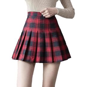 Women's Plaid A-line Skirt Goth High Waist Pleated Flare Short Mini Skater School Skirt