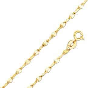 14k Yellow Gold Solid 2mm Twisted Mirror Chain Necklace