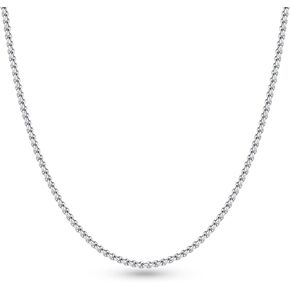 BRIJEWNES 925 Sterling Silver Clasp 2mm Box Chain Necklace for Women Diamond Cut Silver Chain Necklace for Women 16 18 20 22 24 26 30 Inches