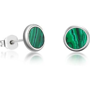 Pure Titanium Earring For Sensitive Ear High Polish Round Synthetic Malachite/Obsidian/Blue Turquoise Stud Earrings in Kuwait