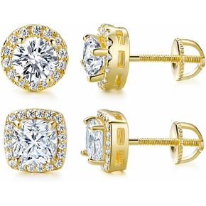 GEMSME Bridesmaids Earrings,18K White Gold Plated Cubic Zirconia Teardrop Wedding Stud Earrings Pack