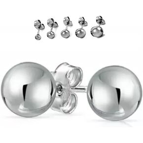 5 Pairs of Surgical Stainless Ball Stud Earrings 3,4,5,6, & 7mm
