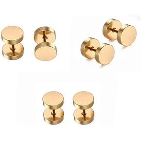 LifeWorld 316 Stainless Steel Colorful Earrings Set Titanium Steel Round Flat Cylinder Earrings for Men and Women