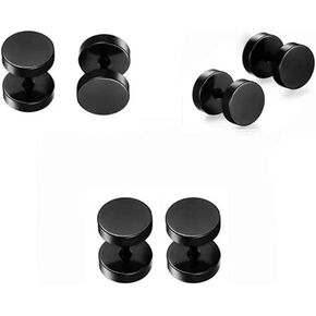 LifeWorld 316 Stainless Steel Colorful Earrings Set Titanium Steel Round Flat Cylinder Earrings for Men and Women