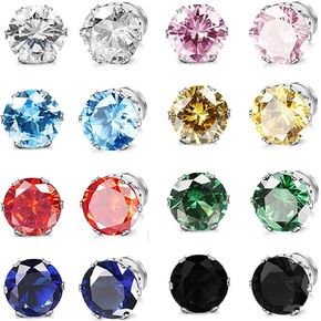 8 أزواج من الأقراط المصنوعة من الفولاذ المقاوم للصدأ غير المثقوبة بألوان مكعبة الزركونيوم مجموعة أقراط مغناطيسية للنساء والرجال in Kuwait