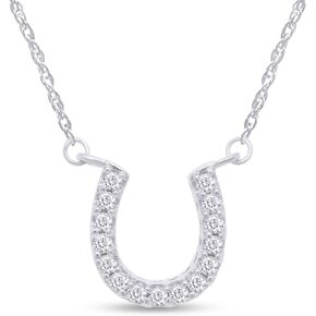 AFFY Round Cut Cubic Zirconia Horseshoe Pendant in14K Gold Over Sterling Silver