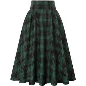 New Flannel High Waist Skirt Women's Retro Plaid Large Swing A-line Skirt Slim Fit Style