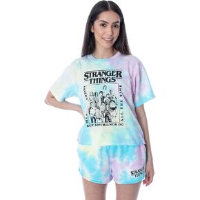 Mad Engine Stranger Things Pajamas Women's Friends Don't Lie Tie Dye Shirt And Shorts Loungewear Set
